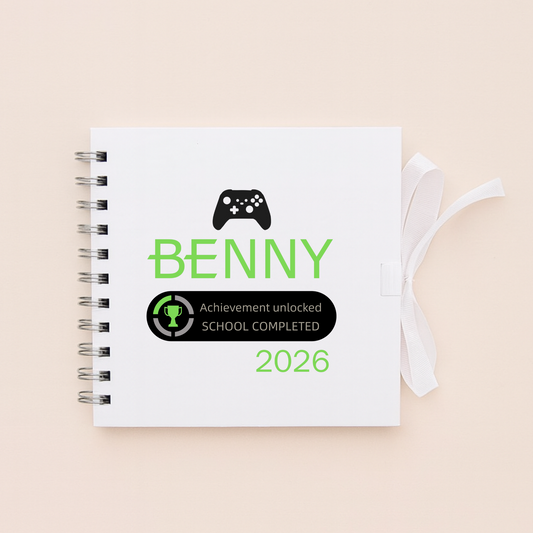Personalised School Leavers Memory Scrap Book - Green Gamer