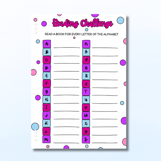 Alphabet Reading Challenge - Single Page