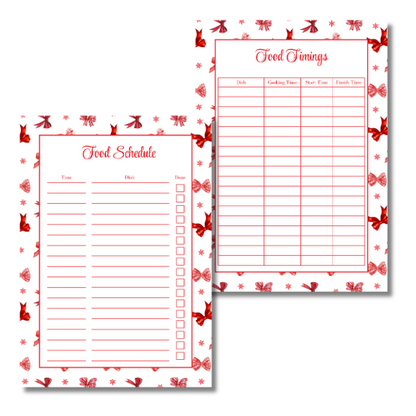 A4 Christmas Planner Refill Page Inserts - Red Bows
