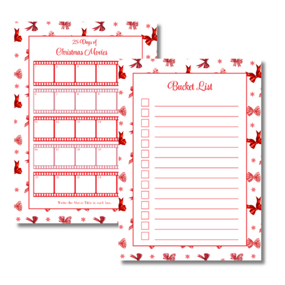 A4 Christmas Planner Refill Page Inserts - Red Bows