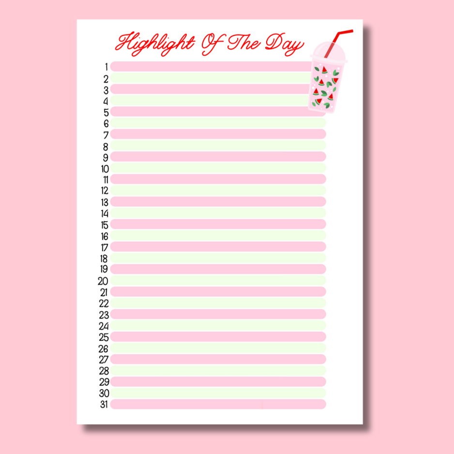 August Journal Page Set