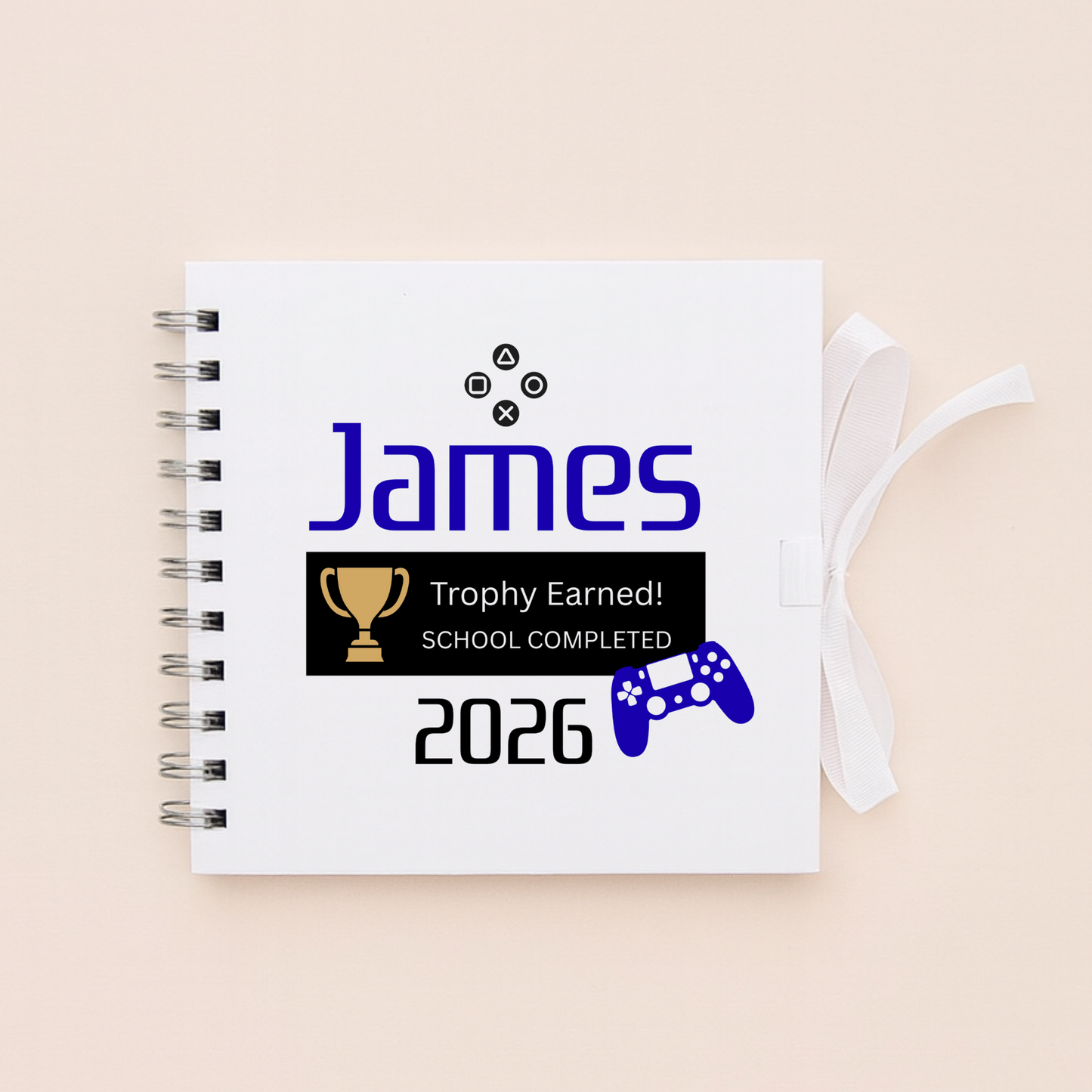 Personalised School Leavers Memory Scrap Book - Blue Gamer