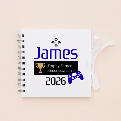 Personalised School Leavers Memory Scrap Book - Blue Gamer