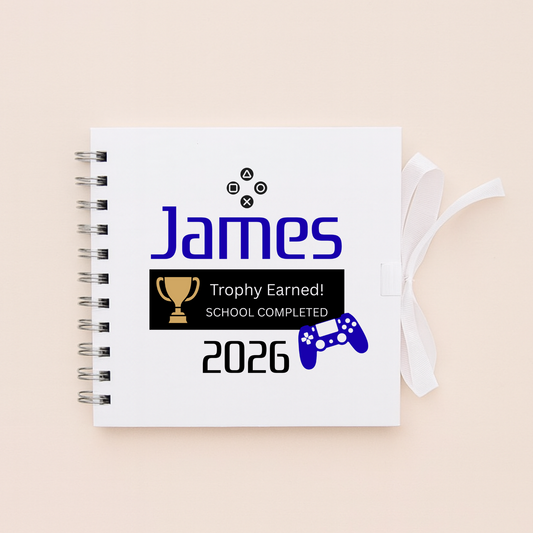 Personalised School Leavers Memory Scrap Book - Blue Gamer