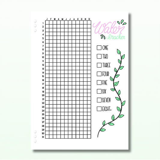Yearly Water Tracker - Single Page