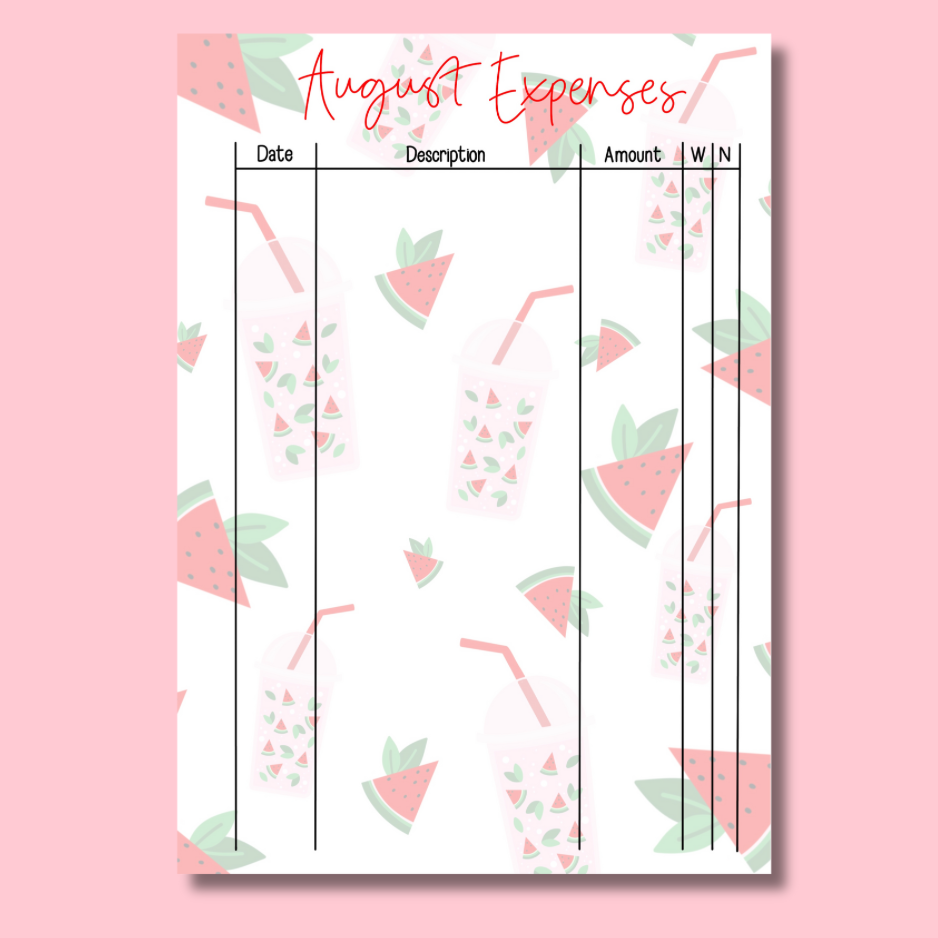 August Journal Page Set