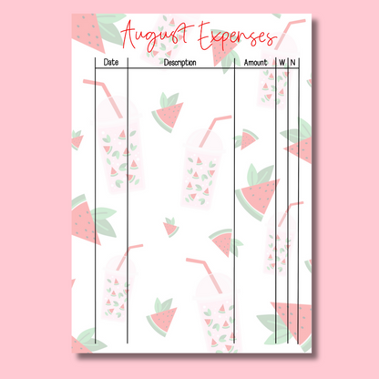 August Journal Page Set