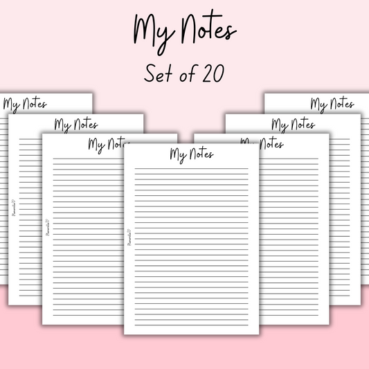 My Notes - Set of 20 Pages