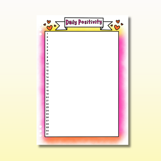 Daily Positivity Log - Single Page
