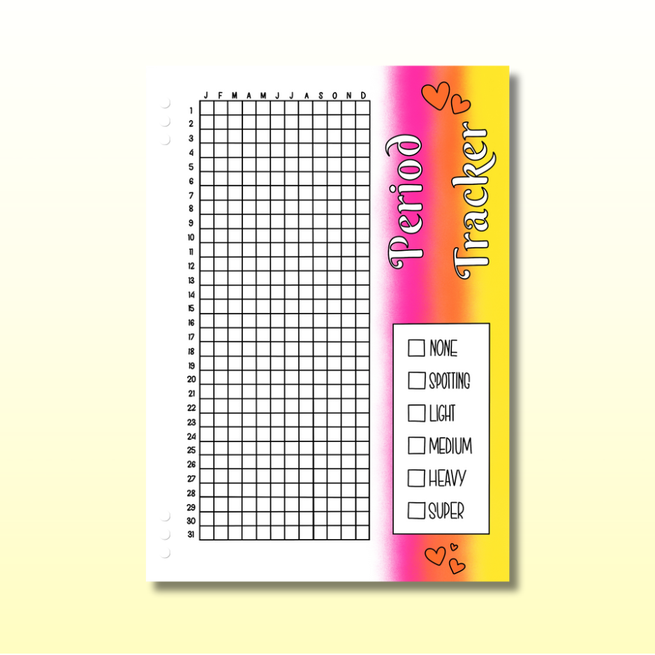 Yearly Period Tracker - Single Page