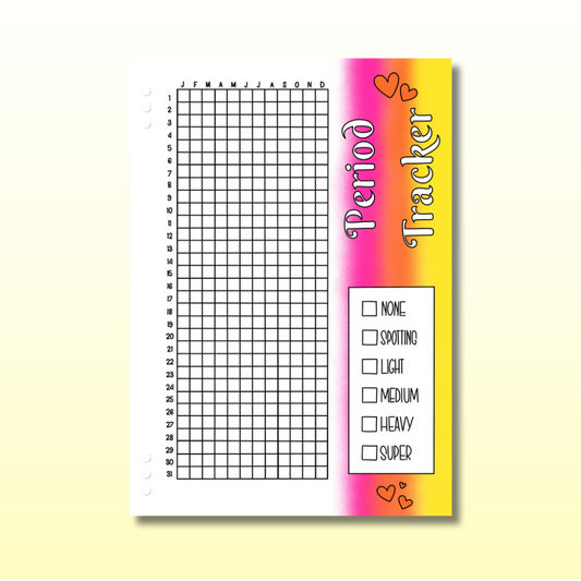 Yearly Period Tracker - Single Page