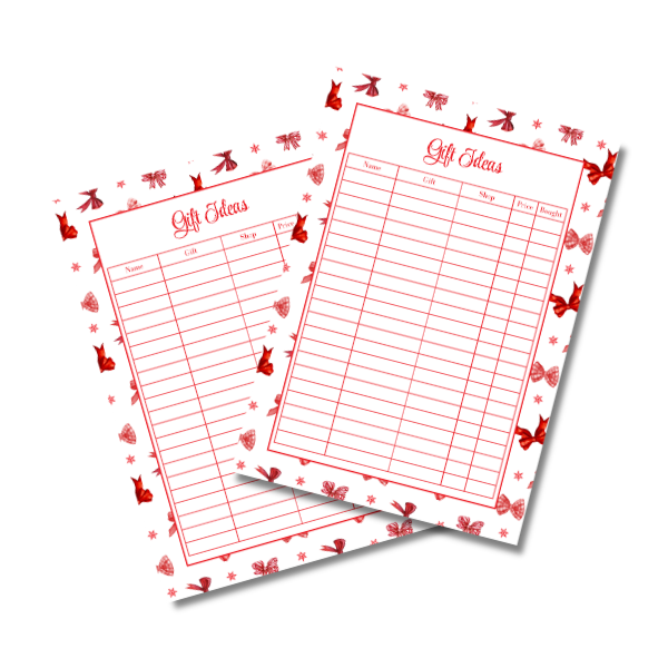 A4 Christmas Planner Refill Page Inserts - Red Bows