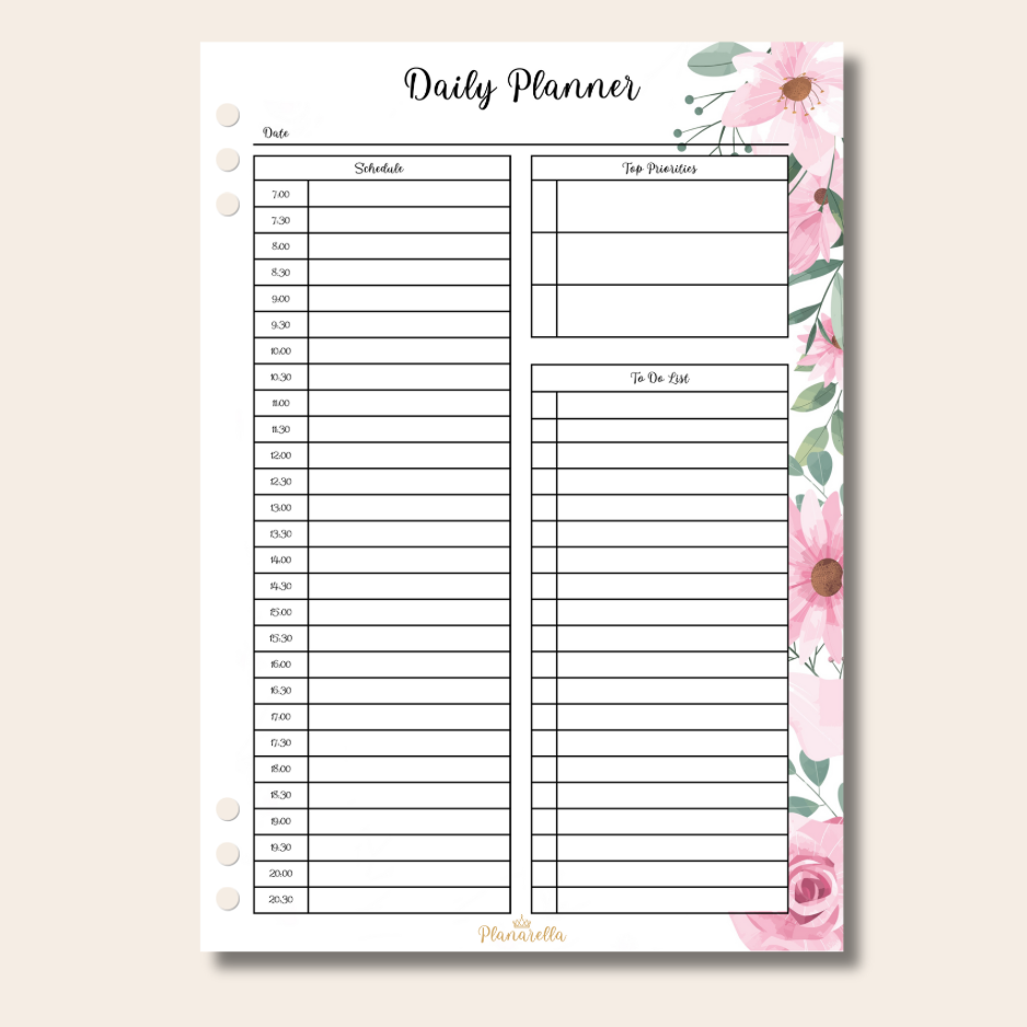 Daily Planner - Garden Roses - Page Inserts
