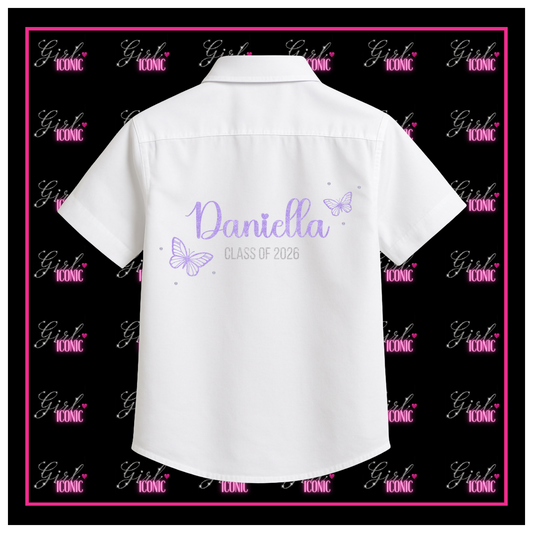 Personalised School Leavers Shirt - Butterfly Bliss