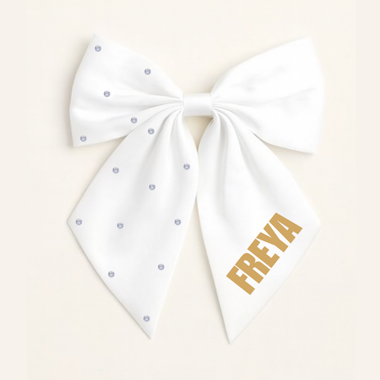 Personalised School Leavers Hair Bow Clip - Cute Kitty