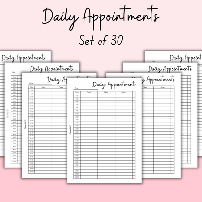 Daily Appointments - Set of 30 Pages