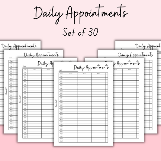Daily Appointments - Set of 30 Pages