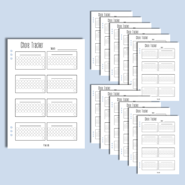 Chore Tracker - Set of 12  Page Inserts