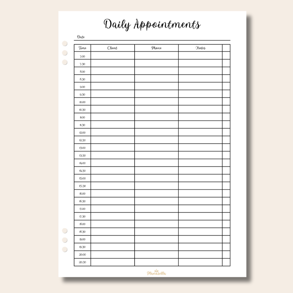 Daily Appointments - Page Inserts