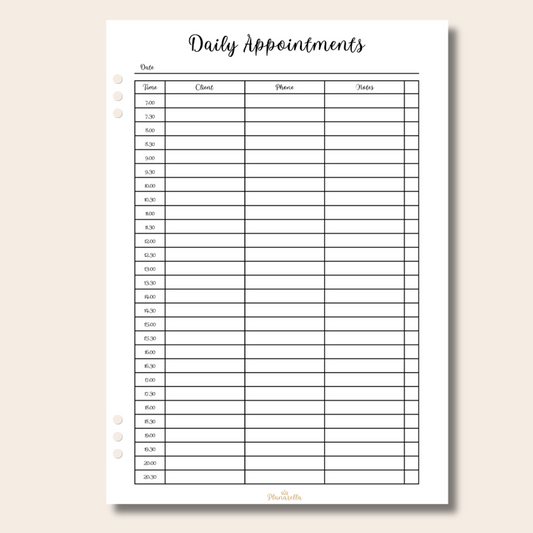 Daily Appointments - Page Inserts
