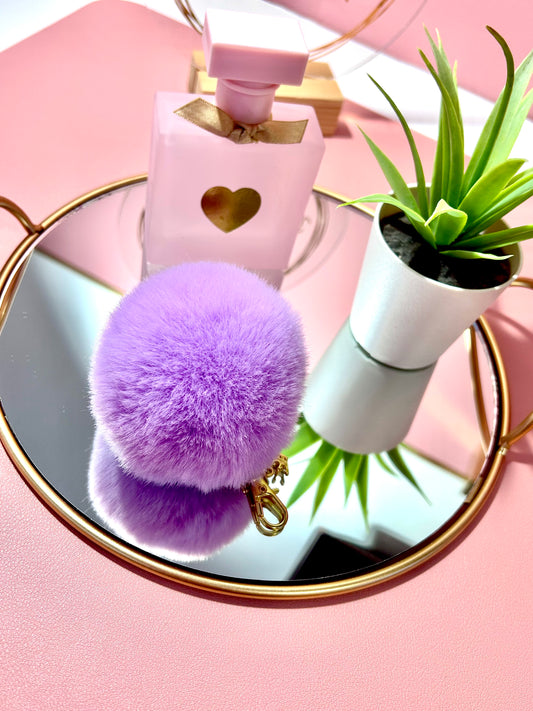 Faux Fur PomPom Key Ring - Mystical