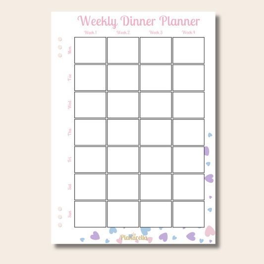 Weekly Dinner Planner - Pastel Passion - Set of 20 Page Inserts