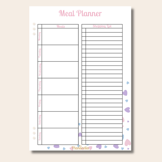 Meal Planner - Pastel Passion - Set of 20 Page Inserts