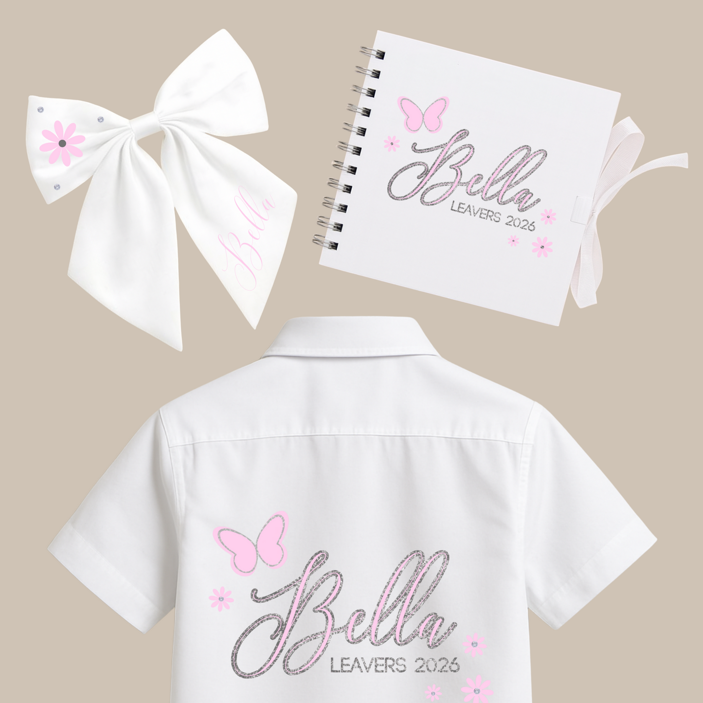 Personalised School Leavers Memory Scrap Book - Butterfly Bloom