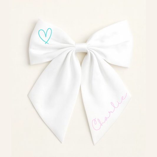 Personalised School Leavers Hair Bow Clip - Berry Cute