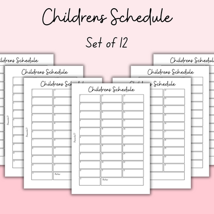 Children’s Schedule - Set of 12 Pages