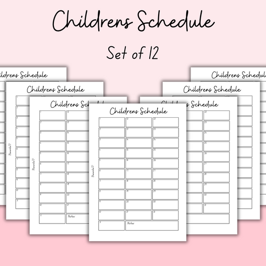 Children’s Schedule - Set of 12 Pages
