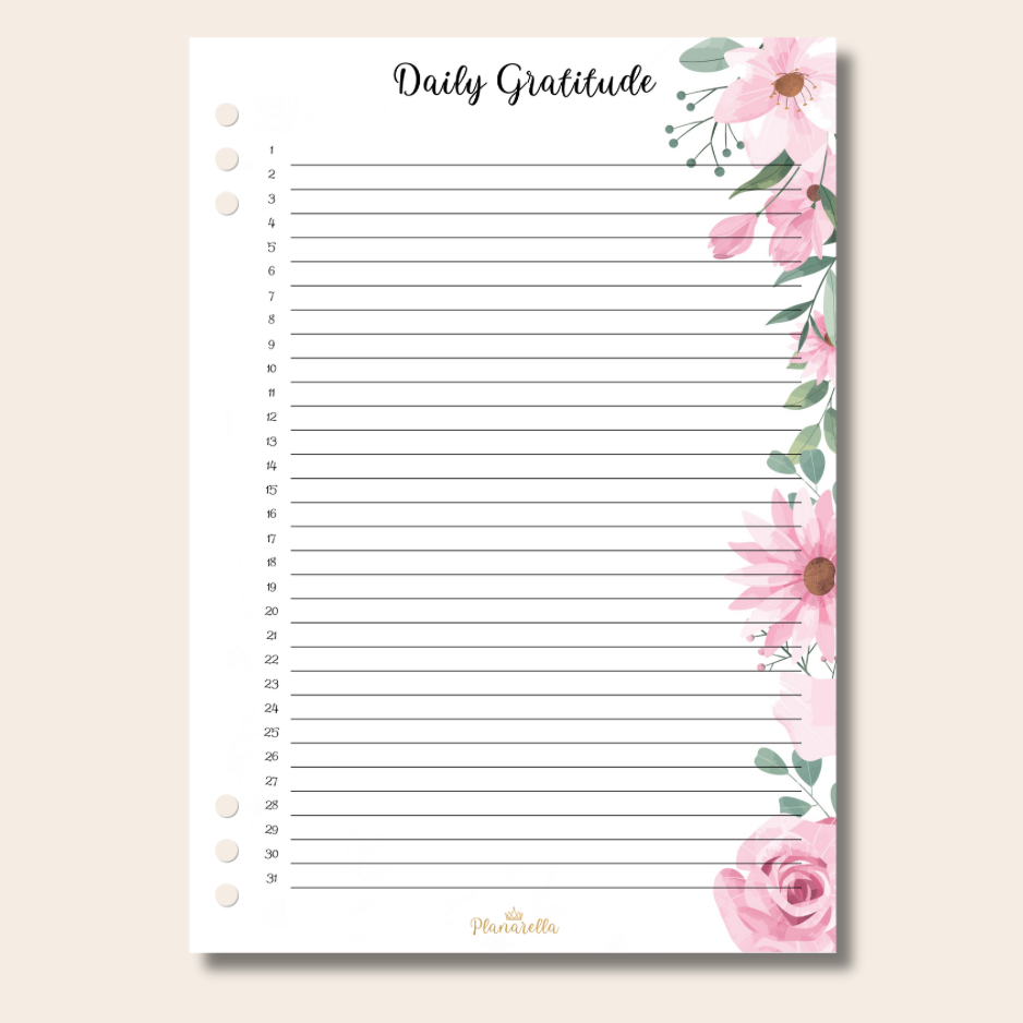 Daily Gratitude - Garden Roses - Set of 12 Page Inserts