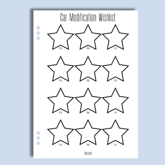 Car Modification Wishlist - Single Page