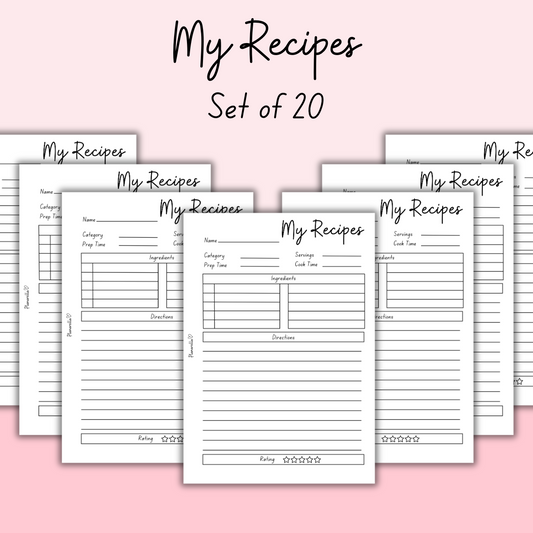 My Recipes - Set of 20 Pages