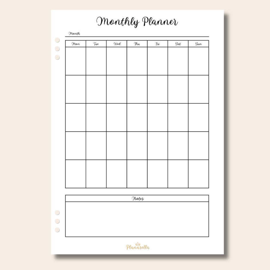 Monthly Planner - 12 Page Set - Covers 1 Year