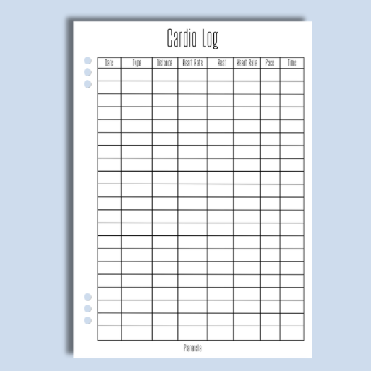 Cardio Log - Set of 20 Page Inserts
