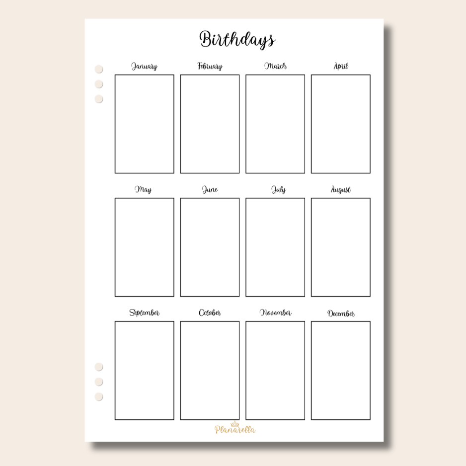 Birthday Reminder Insert - Single Page