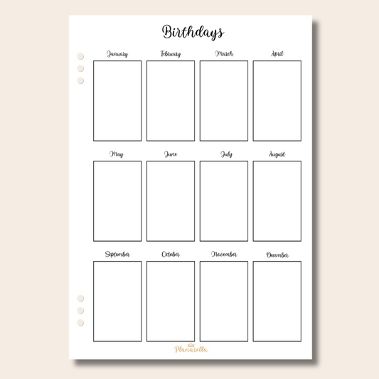 Birthday Reminder Insert - Single Page