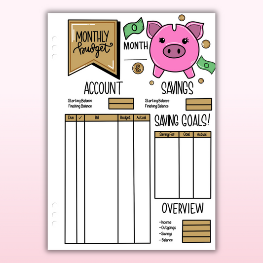 Monthly Budget  - Single Page