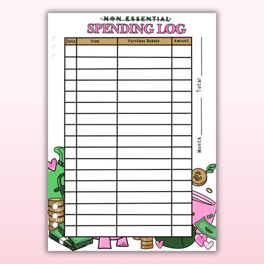 Non- Essential Spending Log - Single Page