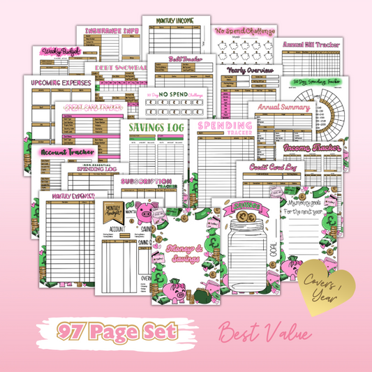 Money & Savings Set - 1 Year Bundle - 97 Page Inserts & 13 Dividers