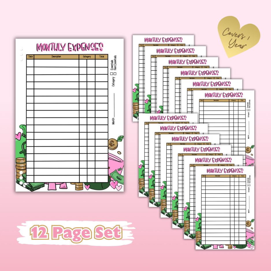 Money & Savings Set - 1 Year Bundle - 97 Page Inserts & 13 Dividers