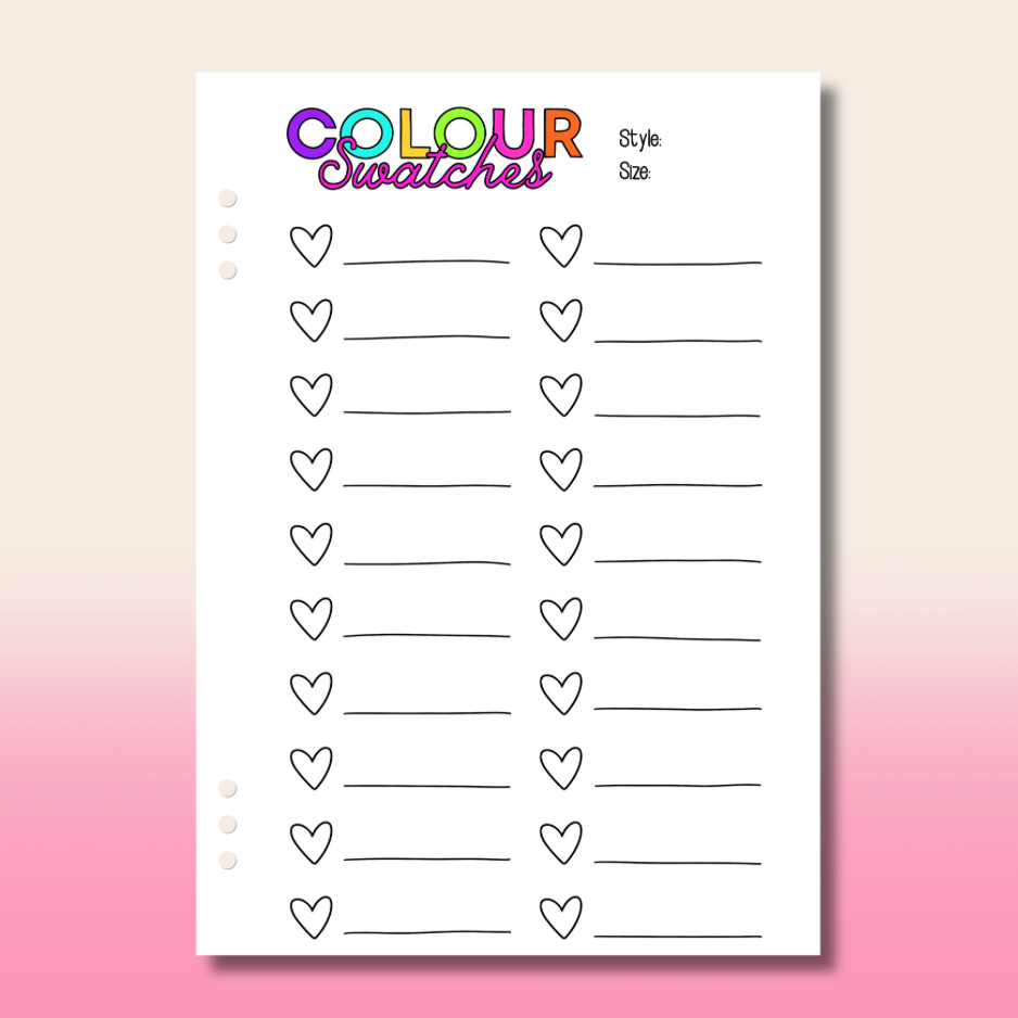 Colour Swatches - Single Page