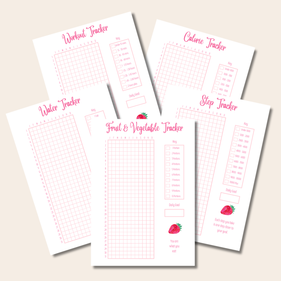 Strawberry Sparkles Diet Planner - Spiral Bound