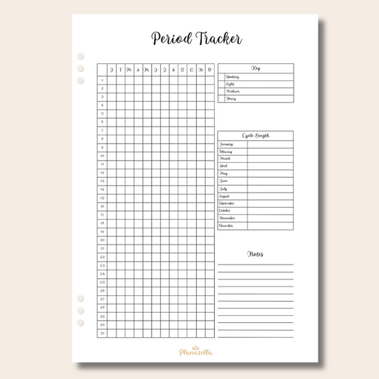 Period Tracker Insert - Single Page
