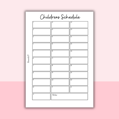 Children’s Schedule - Set of 12 Pages