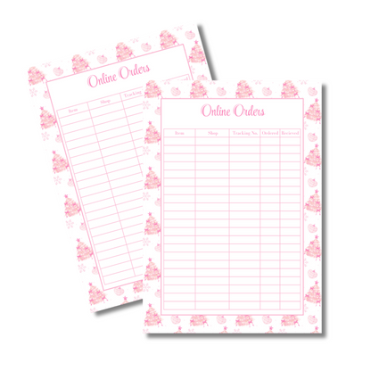 A4 Christmas Planner Refill Page Inserts - Pink Trees