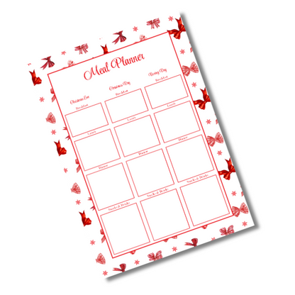 A4 Christmas Planner Refill Page Inserts - Red Bows