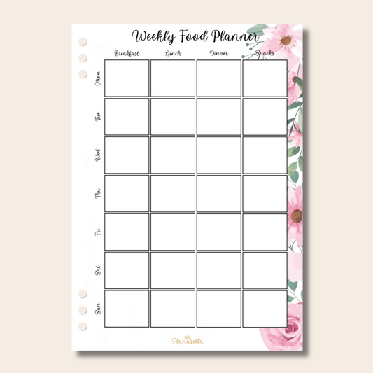 Weekly Food Planner - Garden Roses - Set of 20 Page Inserts
