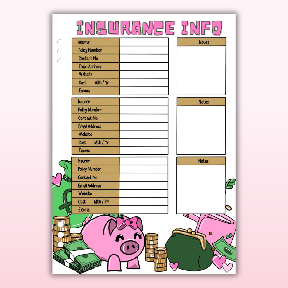 Money & Savings Set - 1 Year Bundle - 97 Page Inserts & 13 Dividers